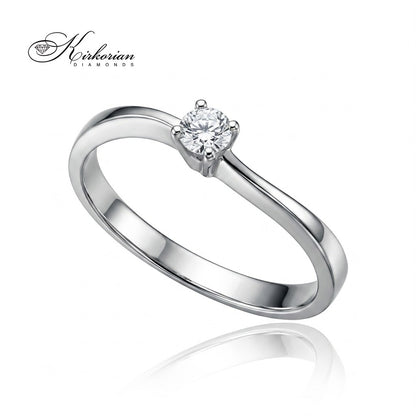 14K white gold engagement ring with 0.10 ct diamond – classic model with a clean design | K116