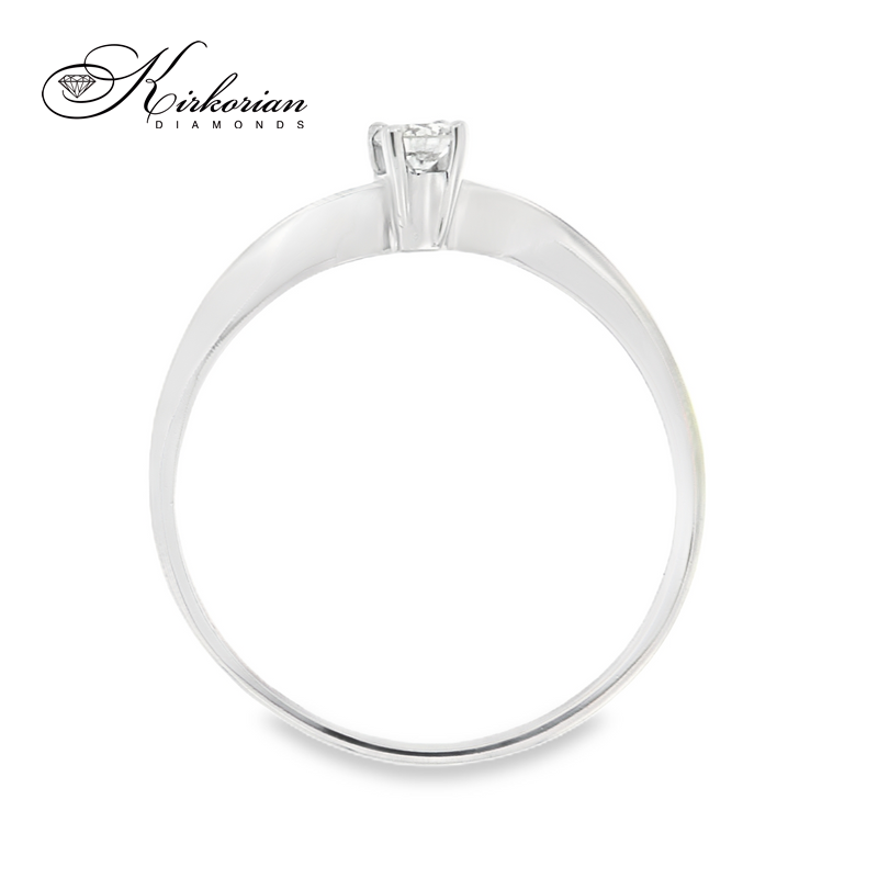Годежен пръстен от бяло злато 14К с диамант 0.10 ct – класически модел с изчистен дизайн | K116