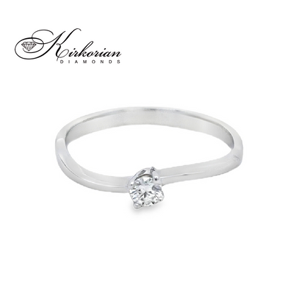 Годежен пръстен от бяло злато 14К с диамант 0.10 ct – класически модел с изчистен дизайн | K116