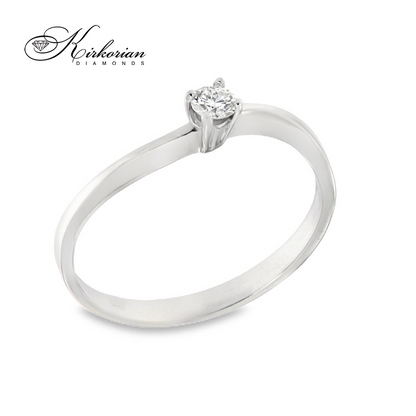 Годежен пръстен от бяло злато 14К с диамант 0.10 ct – класически модел с изчистен дизайн | K116