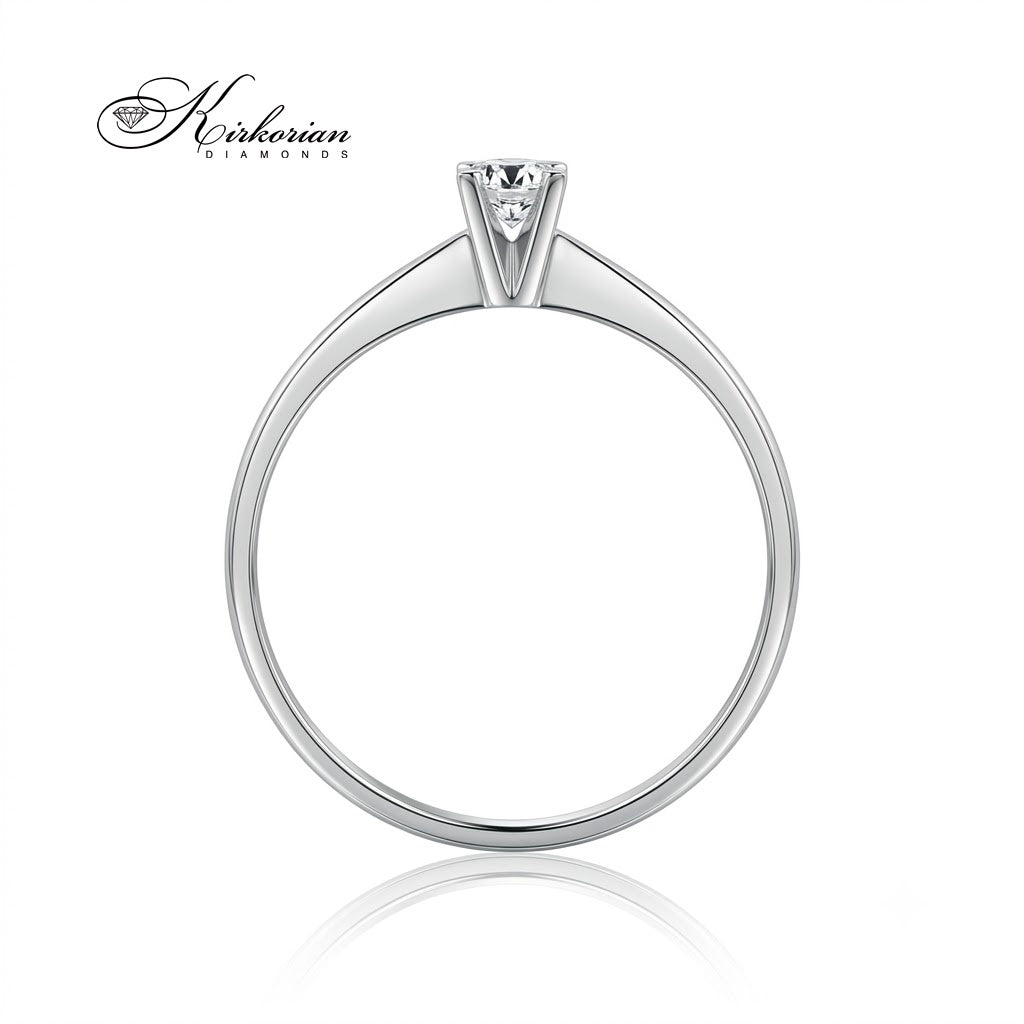 Classic engagement ring made of 14K white or yellow gold with a diamond 0.10 ct – code K119