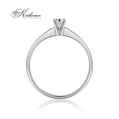 Classic engagement ring made of 14K white or yellow gold with a diamond 0.10 ct – code K119