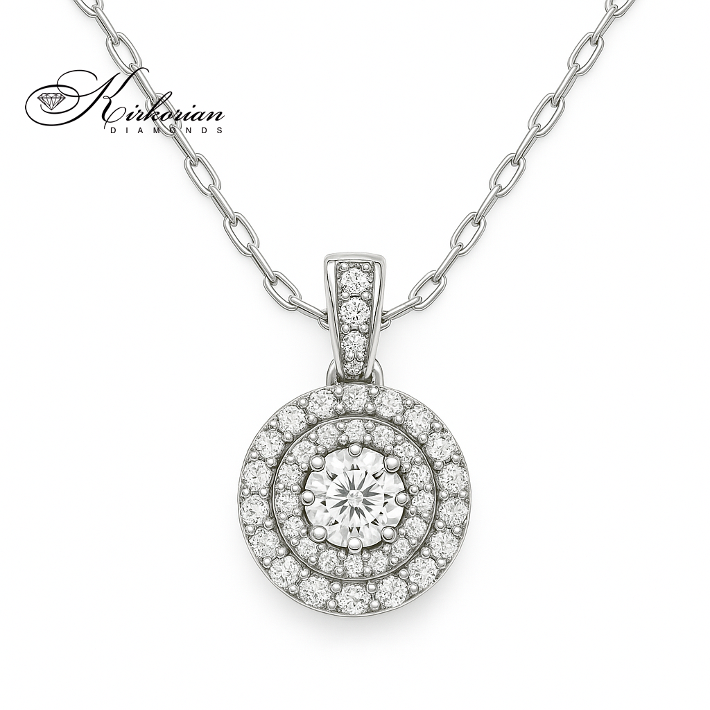 Луксозно колие с диаманти 0.78ct от бяло злато 14k – елегантност в два реда | Код: K137