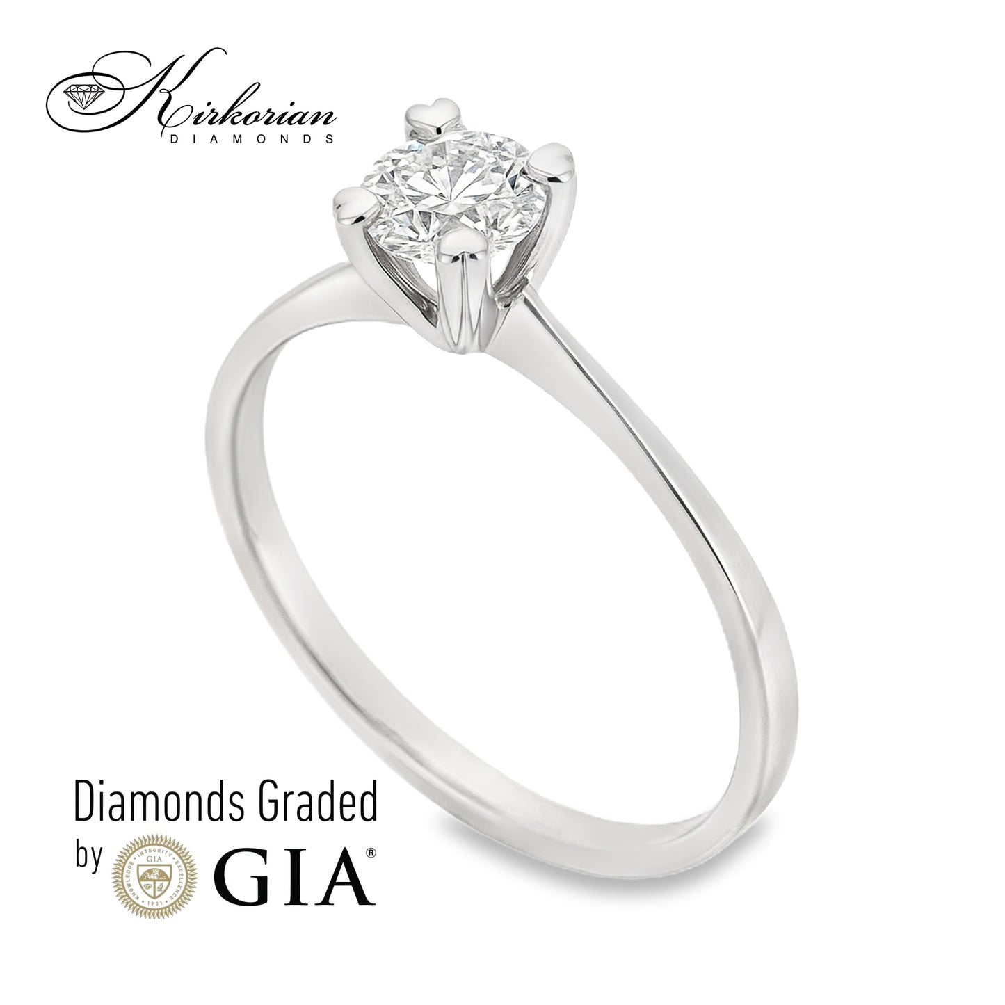 Годежен пръстен от бяло злато 14k с диамант 0.40ct GIA E/VVS1 K334