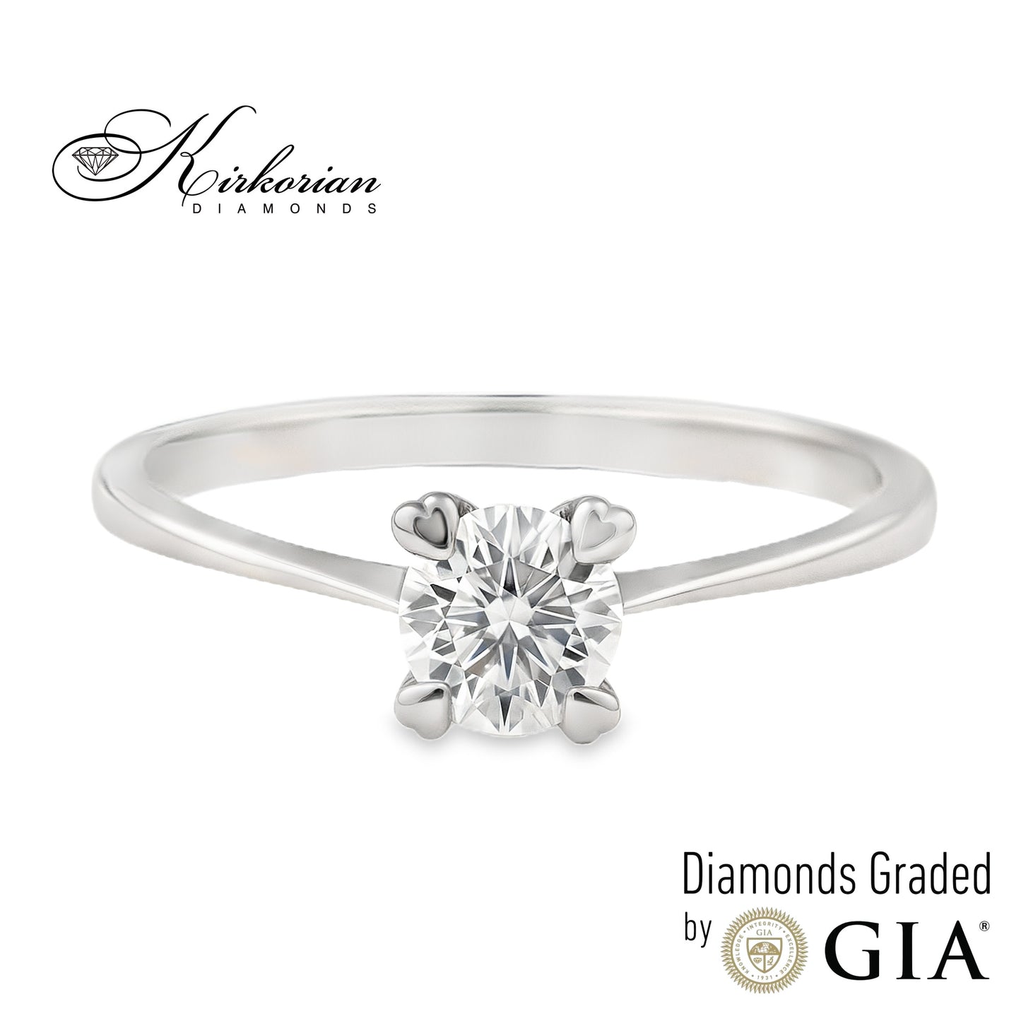 Годежен пръстен от бяло злато 14k с диамант 0.40ct GIA E/VVS1 K334