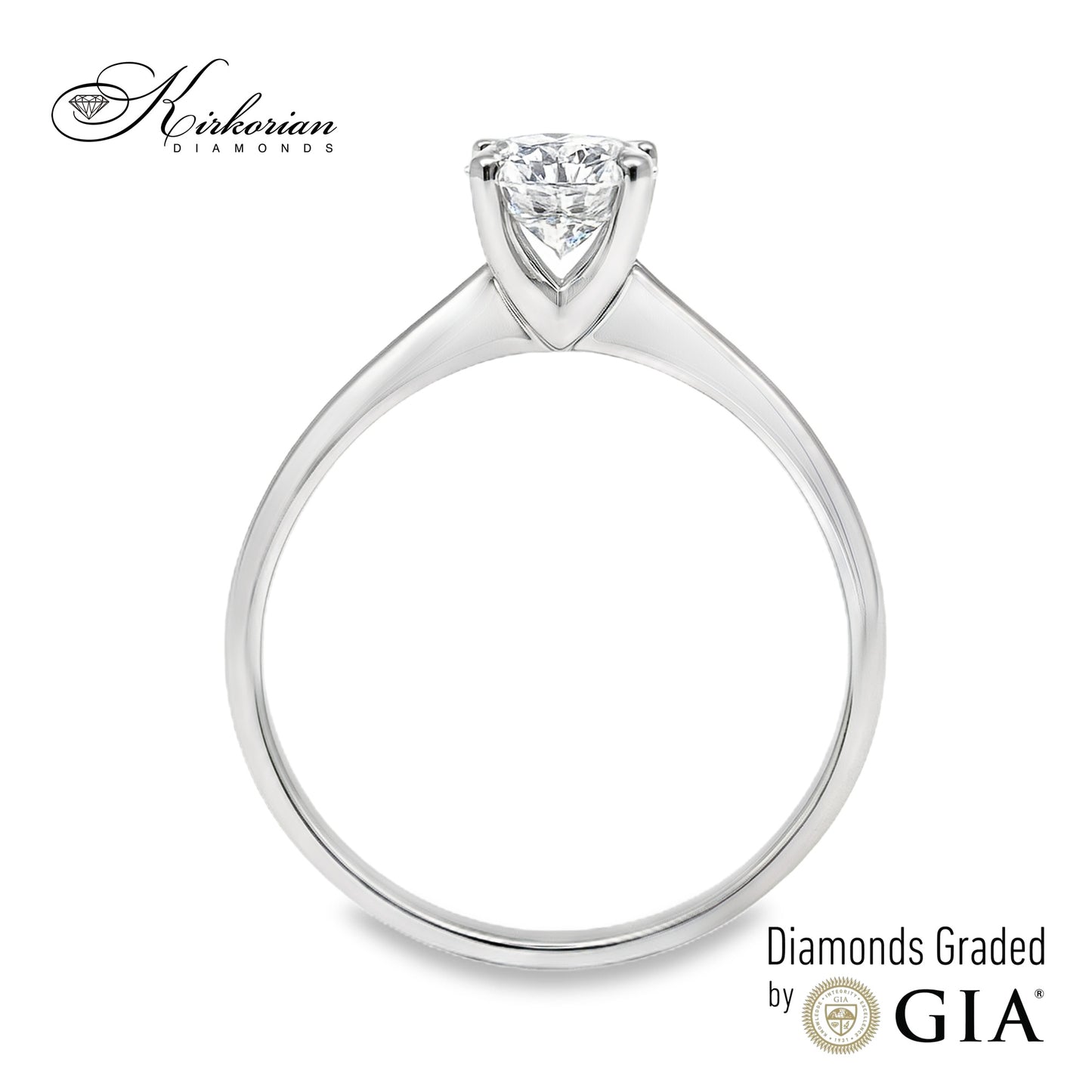 Годежен пръстен от бяло злато 14k с диамант 0.50ct GIA сертификат K155A