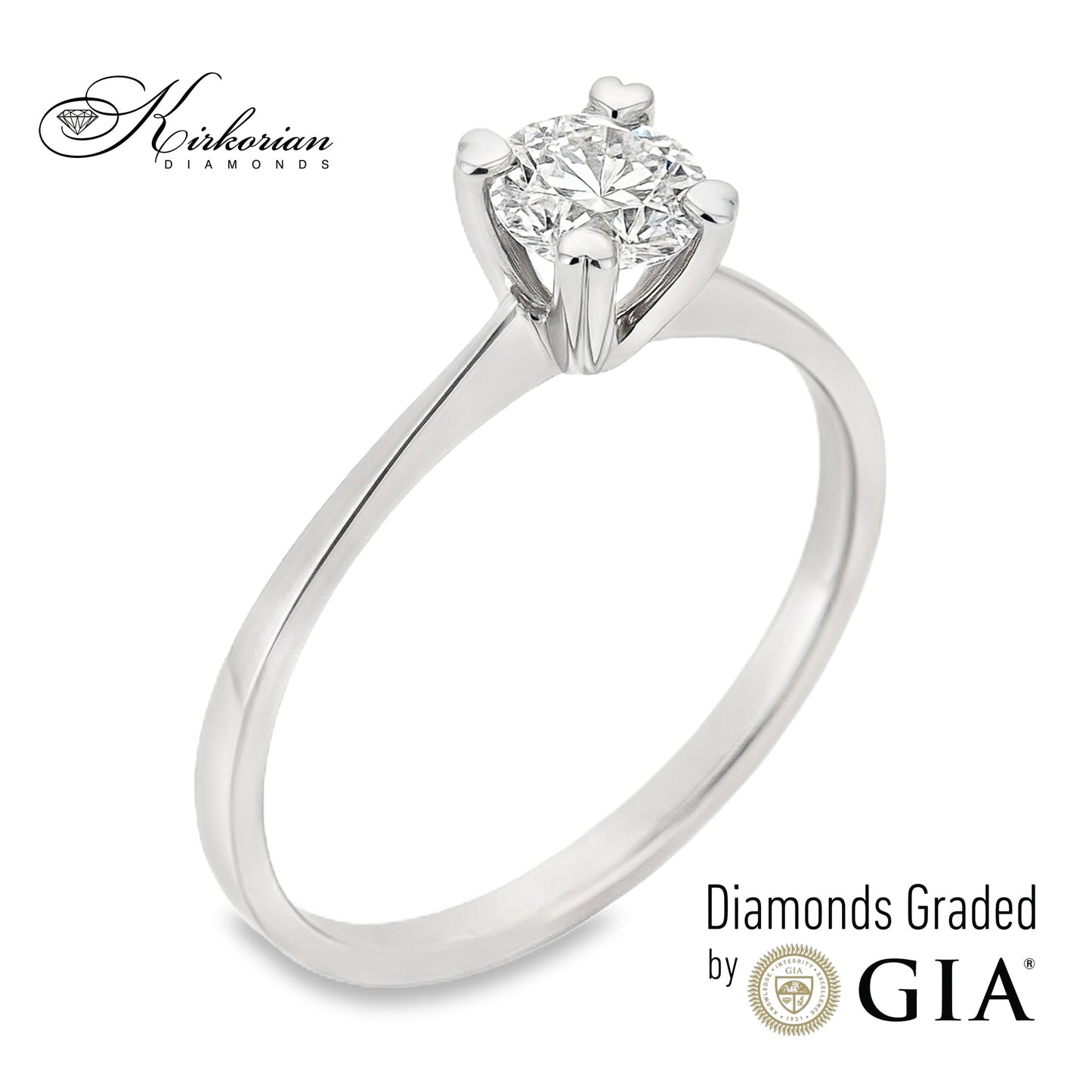 Годежен пръстен от бяло злато 14k с диамант 0.40ct GIA E/VVS1 K334