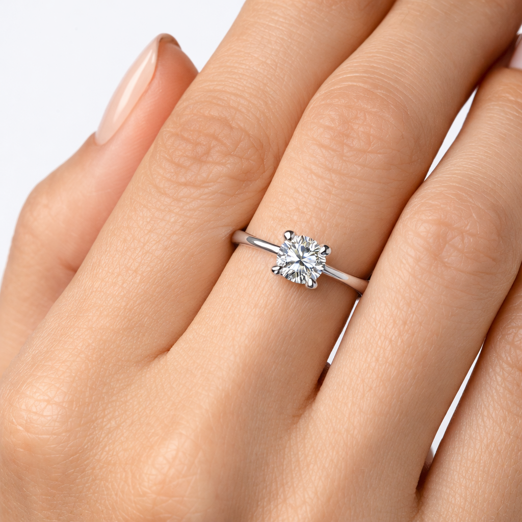 годежен пръстен бяло злато 14k диамант 0.40 ct GIA E VVS1 K334 на ръка