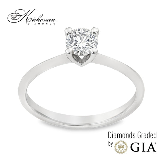 Годежен пръстен от бяло злато 14k с диамант 0.40ct GIA E/VVS1 K334