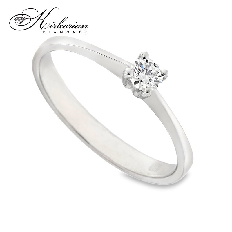 Годежен пръстен от бяло или жълто злато 14К с диамант 0.15 ct – класически модел с фин силует, код: K342