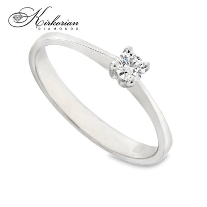 Годежен пръстен от бяло или жълто злато 14К с диамант 0.15 ct – класически модел с фин силует, код: K342