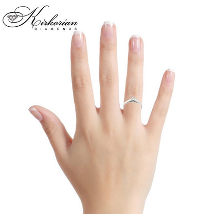 Годежен пръстен от бяло злато 14К с диамант 0.15 ct – класически модел | Код: K370