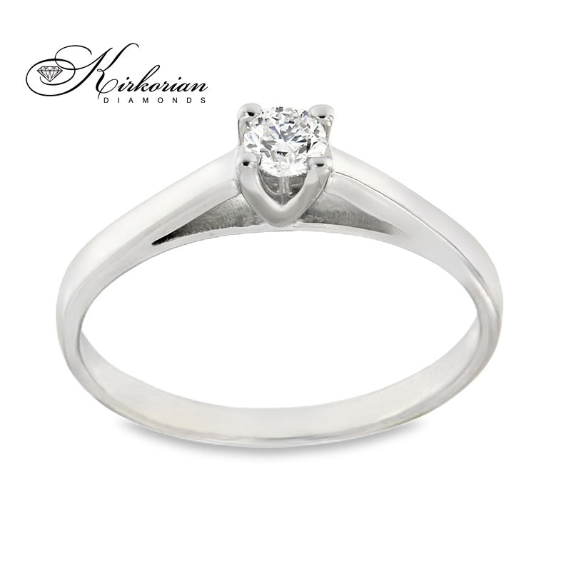 Годежен пръстен от бяло злато 14К с диамант 0.15 ct – класически модел | Код: K370