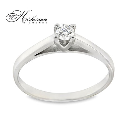 Годежен пръстен от бяло злато 14К с диамант 0.15 ct – класически модел | Код: K370