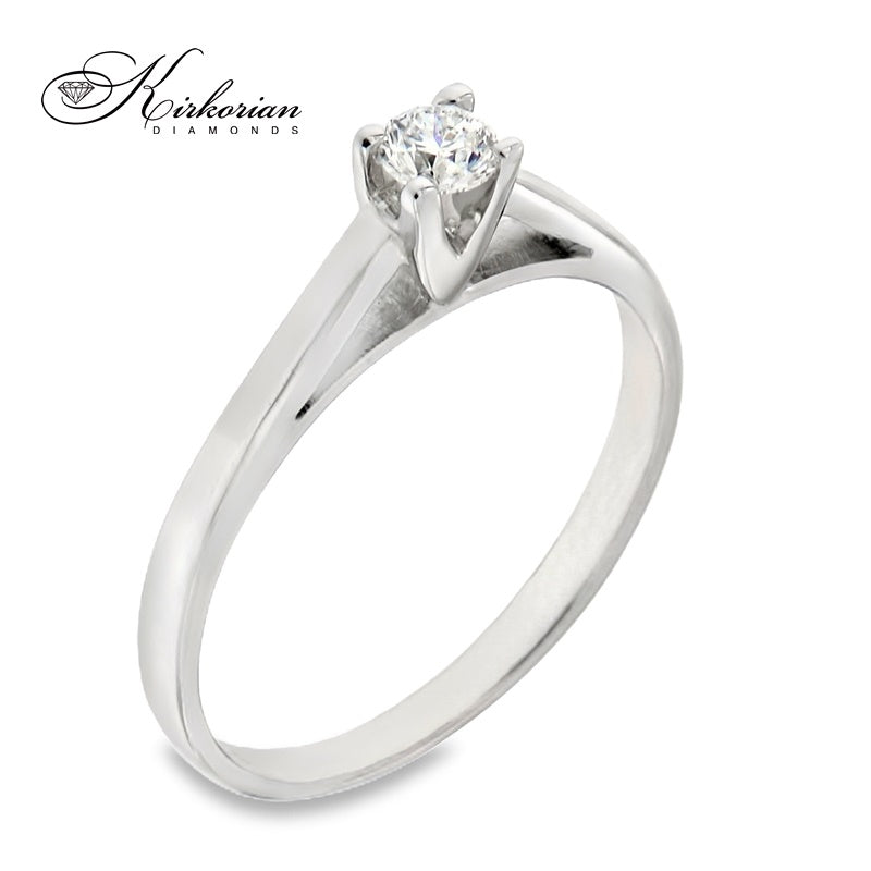 Годежен пръстен от бяло злато 14К с диамант 0.15 ct – класически модел | Код: K370