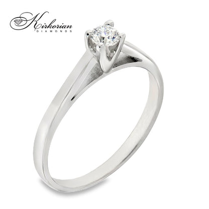 Годежен пръстен от бяло злато 14К с диамант 0.15 ct – класически модел | Код: K370