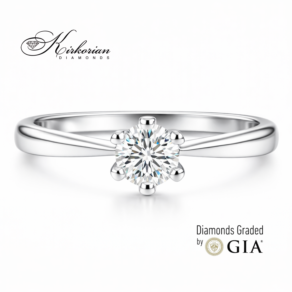 Годежен пръстен с GIA диамант 0.25 ct бяло злато 14К класически солитер цени от производител модел K372