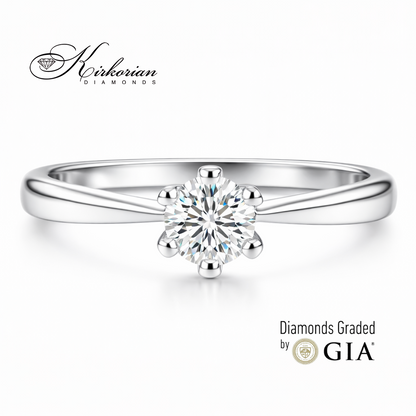Годежен пръстен с GIA диамант 0.25 ct бяло злато 14К класически солитер цени от производител модел K372
