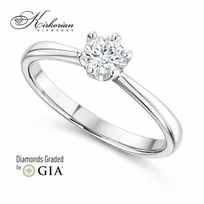 Годежен пръстен бяло злато 14К с GIA диамант 0.25 ct под ъгъл луксозен солитер пръстен K372