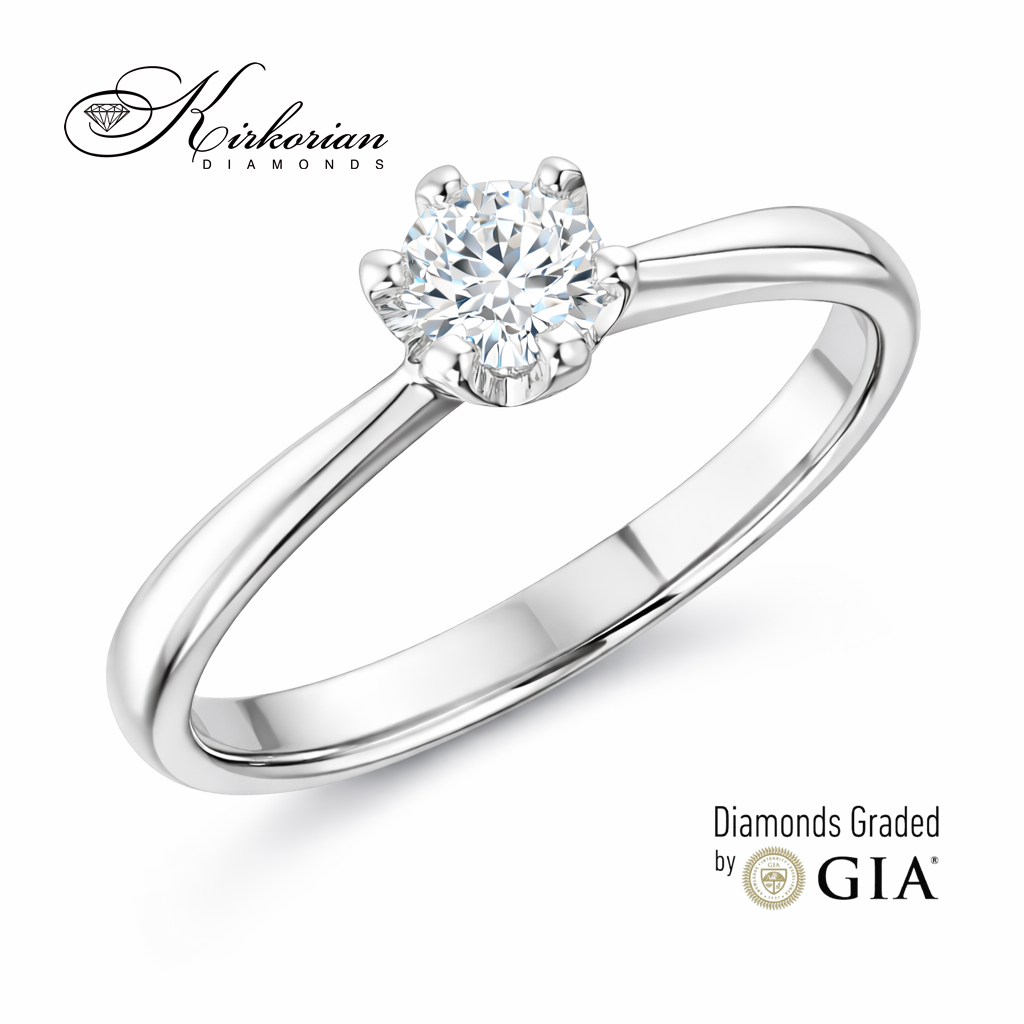 Солитер годежен пръстен с диамант 0.25 ct GIA бяло злато 14К детайлен изглед висок клас K372