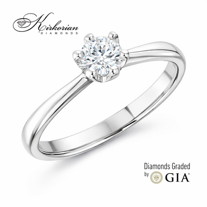 Солитер годежен пръстен с диамант 0.25 ct GIA бяло злато 14К детайлен изглед висок клас K372
