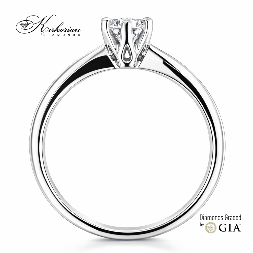 Годежен пръстен 14К бяло злато страничен профил с GIA сертифициран диамант 0.25 ct модел K372