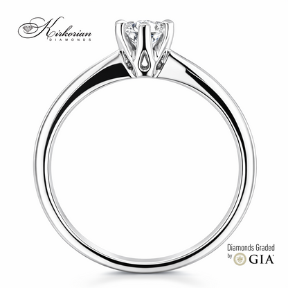 Годежен пръстен 14К бяло злато страничен профил с GIA сертифициран диамант 0.25 ct модел K372