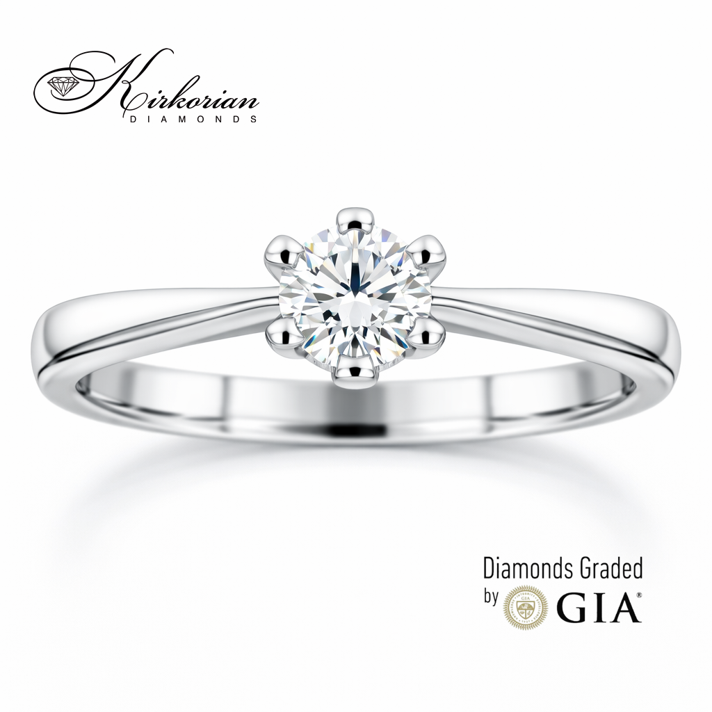 Годежен пръстен с GIA диамант 0.25 ct бяло злато 14К класически дизайн цени от производител K372