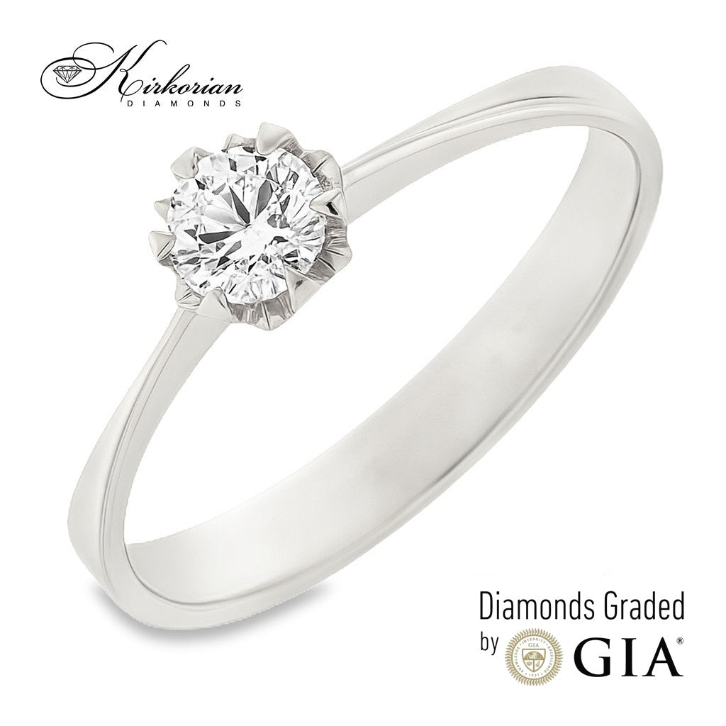 Годежен пръстен с диамант 0.30ct GIA от бяло злато 14к – модел K377