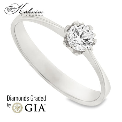 Годежен пръстен с диамант 0.30ct GIA от бяло злато 14к – модел K377