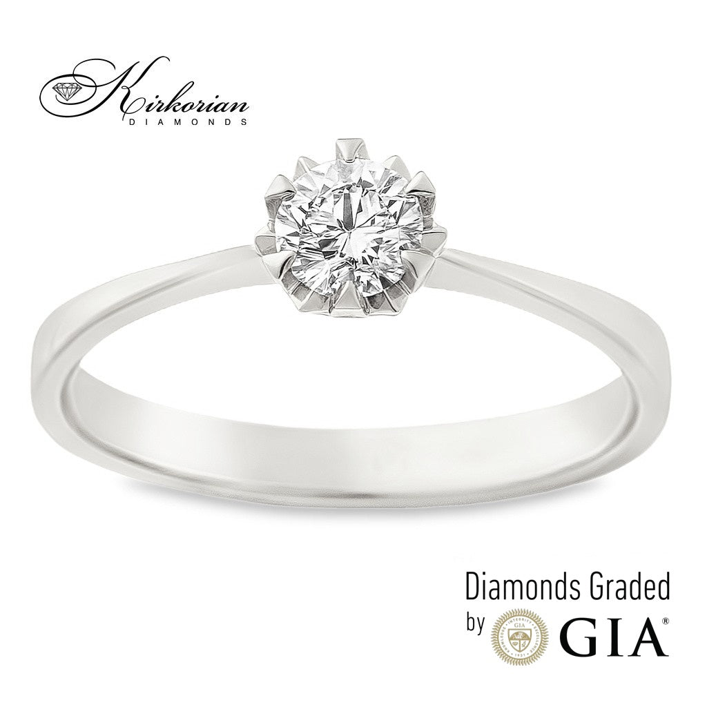 Годежен пръстен с диамант 0.30ct GIA от бяло злато 14к – модел K377