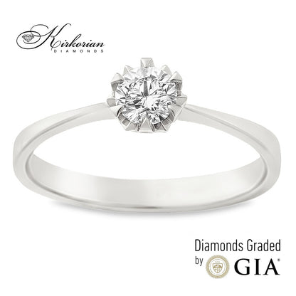 Годежен пръстен с диамант 0.30ct GIA от бяло злато 14к – модел K377