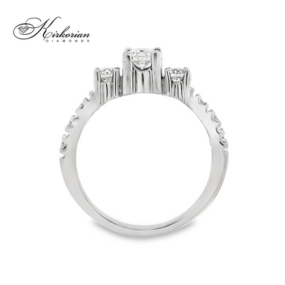 Годежен пръстен с три диаманта 0.59ct бяло злато 14k – модел K379