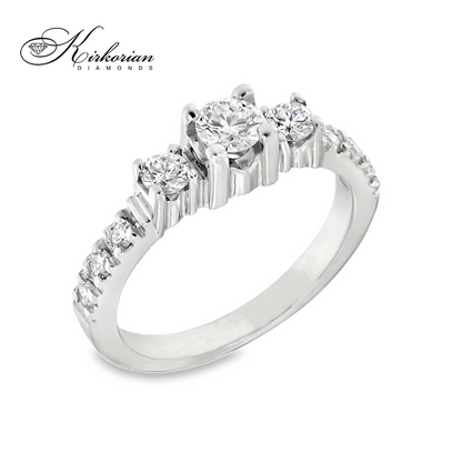 Годежен пръстен с три диаманта 0.59ct бяло злато 14k – модел K379