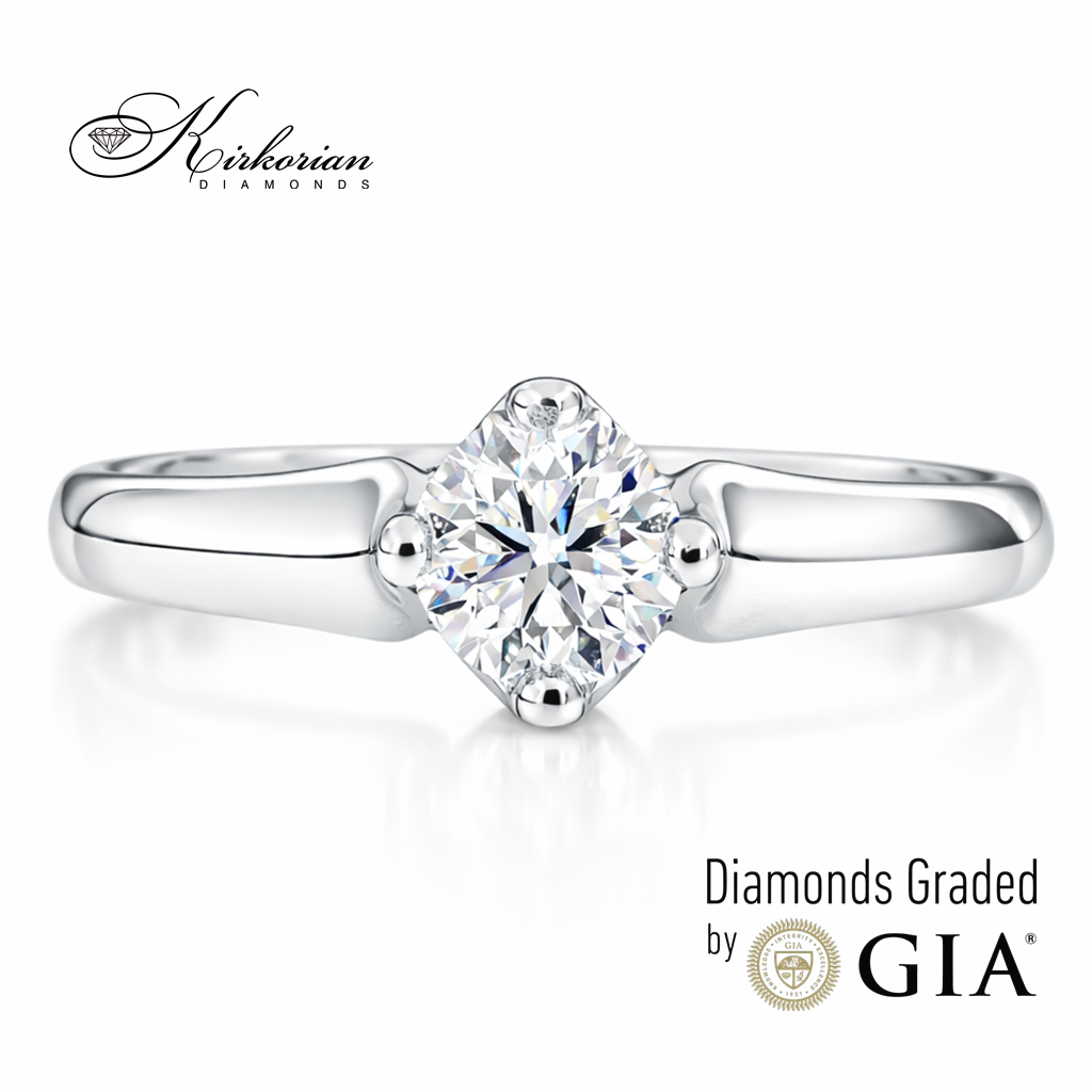 Годежен пръстен с диамант 0.40 карата F VS2 GIA от бяло злато 14K – луксозен диамантен пръстен K385