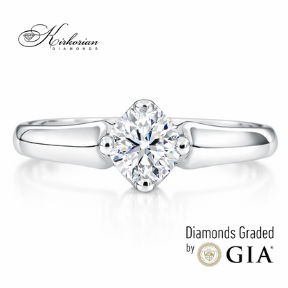 Годежен пръстен с диамант 0.40 карата F VS2 GIA от бяло злато 14K – луксозен диамантен пръстен K385