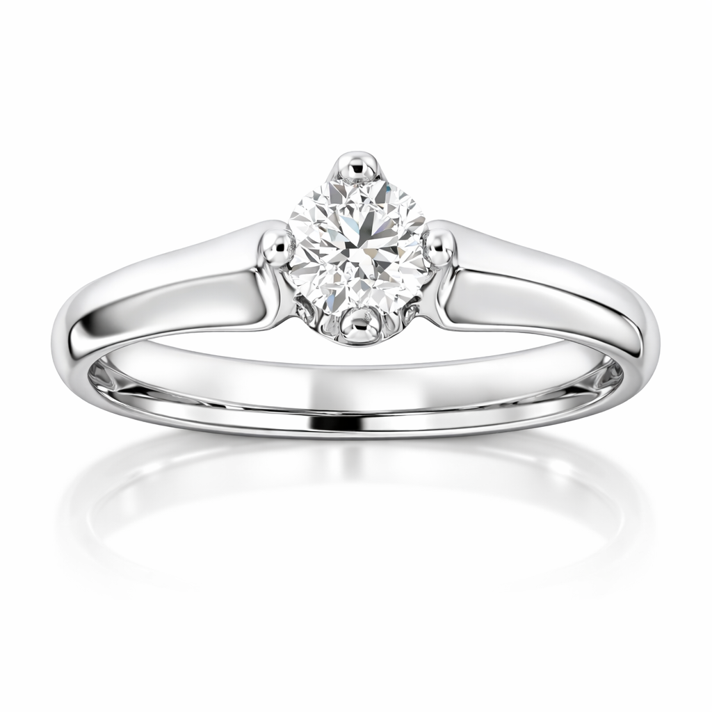 Диамантен годежен пръстен от бяло злато 14K с диамант 0.40 ct F VS2 GIA сертификат K385