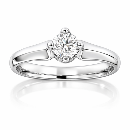 Диамантен годежен пръстен от бяло злато 14K с диамант 0.40 ct F VS2 GIA сертификат K385
