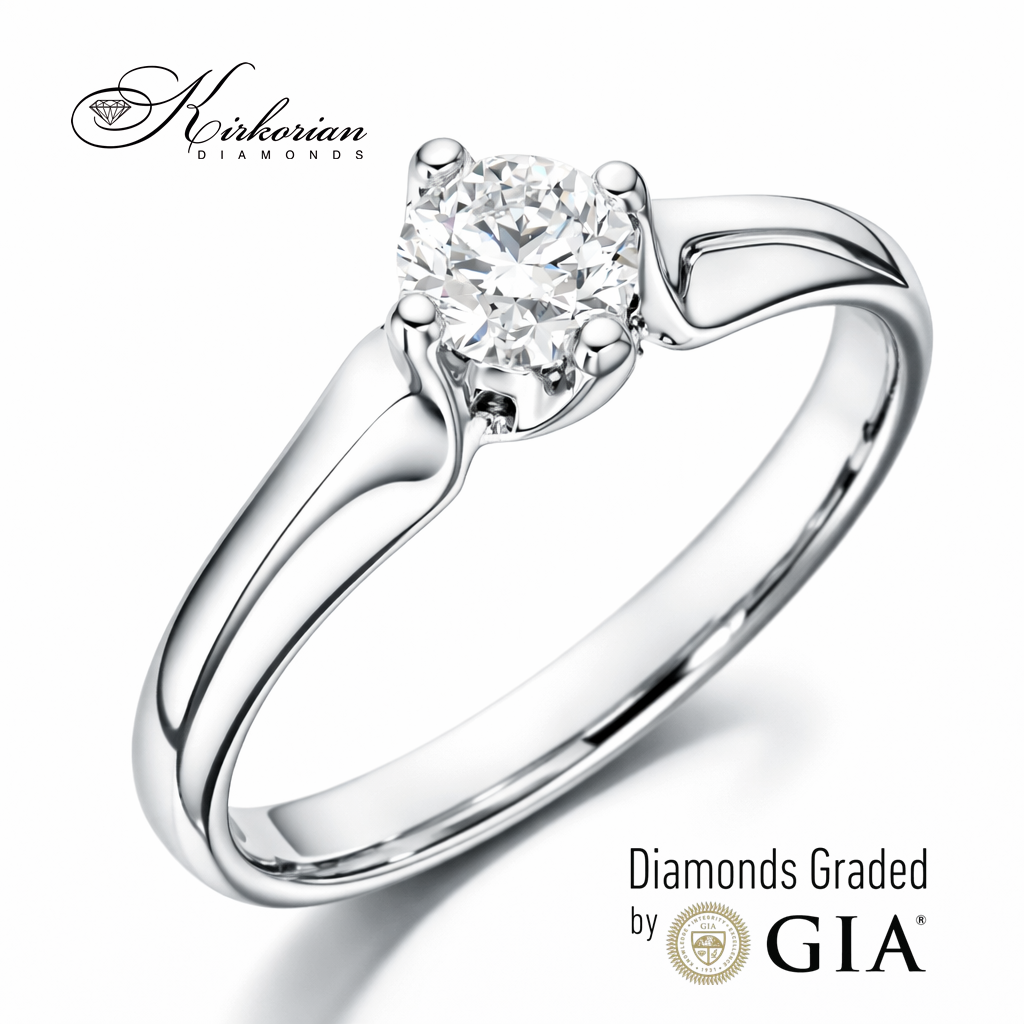 Луксозен годежен пръстен 0.40 карата диамант F VS2 GIA бяло злато 14K – елегантен модел K385