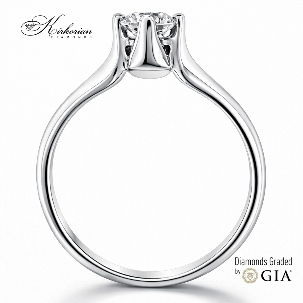 Класически годежен пръстен с GIA диамант 0.40 ct F VS2 от бяло злато 14K K385