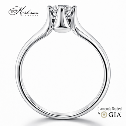 Класически годежен пръстен с GIA диамант 0.40 ct F VS2 от бяло злато 14K K385