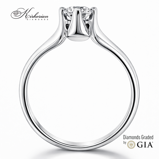 Класически годежен пръстен с GIA диамант 0.40 ct F VS2 от бяло злато 14K K385