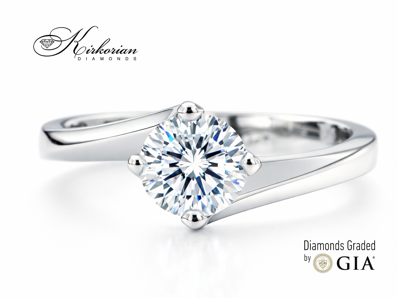 луксозен годежен пръстен бяло злато 14k диамант 0.65 ct F SI GIA сертификат K387