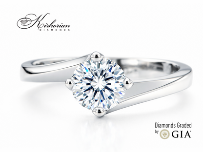 луксозен годежен пръстен бяло злато 14k диамант 0.65 ct F SI GIA сертификат K387