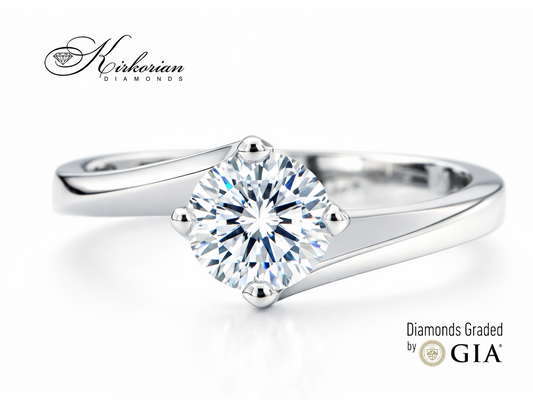 луксозен годежен пръстен бяло злато 14k диамант 0.65 ct F SI GIA сертификат K387