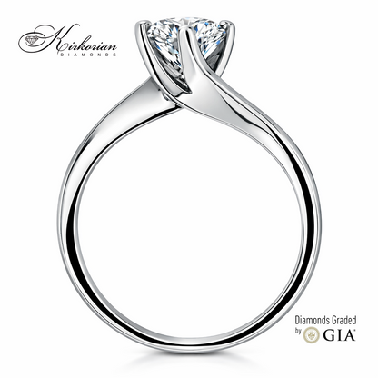страничен профил годежен пръстен бяло злато 14k диамант 0.65 ct GIA сертификат K387