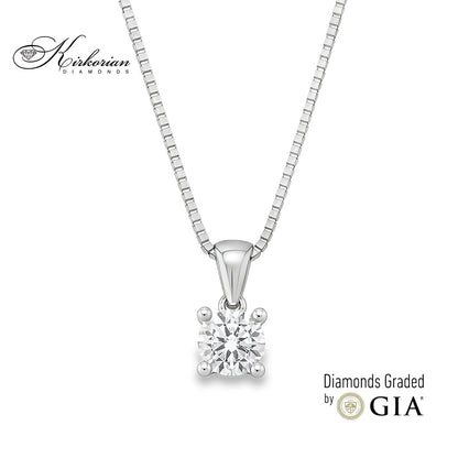 Колие с диамант 0.50ct от бяло злато 14k | Сертифицирано от GIA | Код: K396A