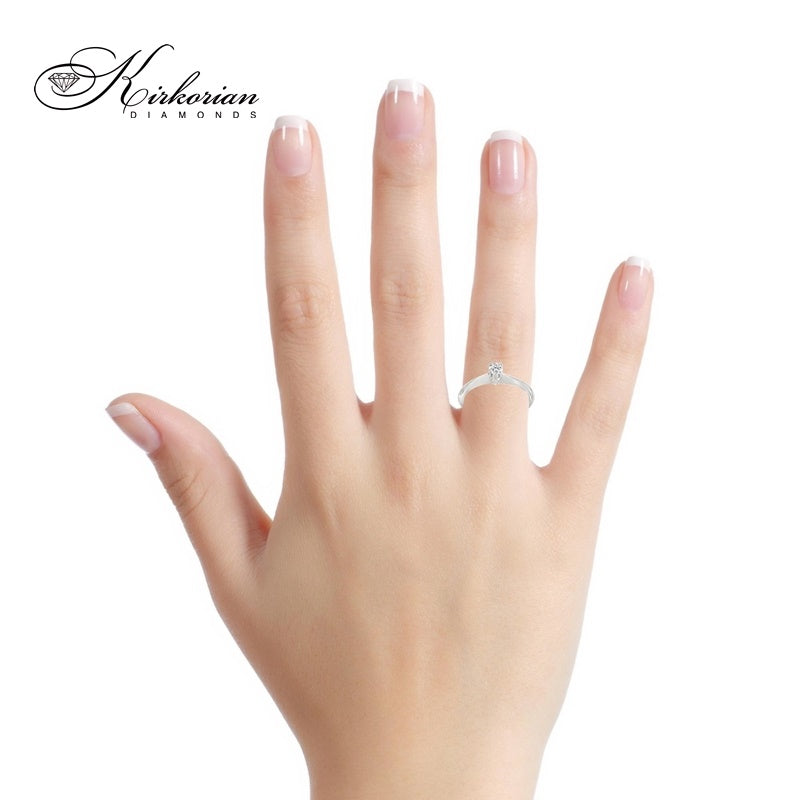 Годежен пръстен от бяло или жълто злато 14К с диамант 0.15 ct – елегантен избор с VS2 чистота, код: K404