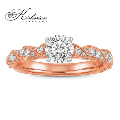 Уникален годежен пръстен от розово злато 14k с диаманти 1.625ct – модел K429