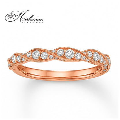 Уникален годежен пръстен от розово злато 14k с диаманти 1.625ct – модел K429